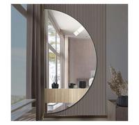 NOIRDA Semicircle Bathroom Mirror, Large Frameless Wall Mounted Entryway Mirror, Explosion-proof HD Makeup Mirror, Half Circle Vanity Mirror For Bedroom, Living Room(Right cut)