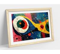 Noireaud monster abstract style joan miro Stunning Framed Wall Art Print Picture - A3 - Light Oak Frame