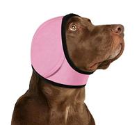 Noise Canceling Ear Wrap Dog Ear Muffs Noise Protection Adjustable Soft Cotton Dog Ears Wraps Calming Ears Protection Hood for Grooming Bathing Thunderstorms Fireworks (Pink,S: 11-14in,1)
