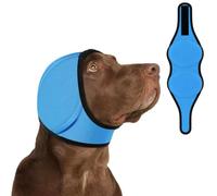 Noise Canceling Ear Wrap, Dog Ear Muffs Noise Protection, featuring a design with dedicated space for the ears.Quiet Silent Adjustable for Grooming Bathing & Swimming (Blue, Small)