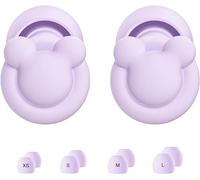 Noise Cancelling Ear Plugs for Sleep, Work, Study, Travel - Soft Silicone Reusable Earplugs - NRR 25-33dB Noise Reduction - Comfortable & Portable (Purple (Mickey Mouse) 1 Pair, XS, S, M, L)