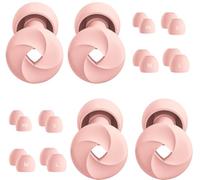 Noise Cancelling Ear Plugs for Sleep, Work, Study, Travel - Soft Silicone Reusable Earplugs - NRR 25-33dB Noise Reduction - Comfortable & Portable (Light Pink (Premium) 2 Pair, XS, S, M, L)