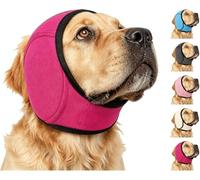 Noise Cancelling Ear Wrap,Dog No Shake Ear Muffs & Head Wrap,Comfortable Quiet,Thick Noise Cancelling Ear Cover for Anxiety Relief,Adjustable for Grooming Bathing & Swimming (Rose, M)