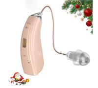 Noise Cancelling Sound Device, 32-Channel Rechargeable Sound Enhancer with 3 Earpieces (S/M/L) - Lightweight Discreet Design for Seniors, Beige