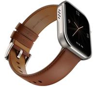 Noise ColorFit Pro 6 Max Smart Watch - Titanium with Brown Leather Strap, Brown,Silver/Grey