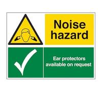 Noise Hazard/Ear Protectors Available on Request - Large Landscape - safety sign self adhesive vinyl weather proof label sticker - 30cm x 40cm - (MPN-230013)