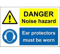 Noise hazard ear protectors must be worn Safety sign - 1.2mm Rigid plastic 400mm x 300mm