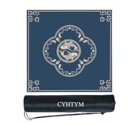 Noise-Reducing Mahjong Mat Thickened Table Mat with Storage Bag for Tile Games Pai Gow Poker(Blue1,140cm/55.1")