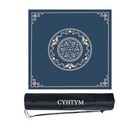 Noise-Reducing Mahjong Mat Thickened Table Mat with Storage Bag for Tile Games Pai Gow Poker(Blue3,100CM/39.3")