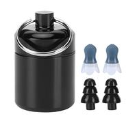 Noise Reduction Filter Ear Plugs Swimming Spa Silicone Stainless Steel Black 4pcs Sealing Bottle (Black Filter earplugs + Gray Flight earplugs)