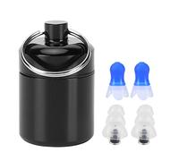 Noise Reduction Filter Ear Plugs Swimming Spa Silicone Stainless Steel Black 4pcs Sealing Bottle (Black Filter earplugs + Blue Flying earplugs)