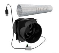 Noiseless Duct Exhaust Fan with Speed Regulation for Air Ventilation in Kitchen and Shed, Energy Efficient USB Powered (With 100cm pipe)