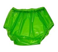 Noiseless High-Waisted Incontinence Briefs Adult PVC Pull-on Plastic Waterproof Pants Washable and Reusable Plastic Diaper Pants Cover,XL,Green