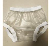 Noiseless Incontinence Pants Pull-on Plastic Underpants Washable and Reusable Plastic Pants Waterproof Incontinence Briefs for Adult and Elderly,XL,White