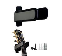 Noisy Clan Levitate Guitar Wall Mount Hanger - Heavy Duty Hook for Acoustic Guitar, Ukulele, Banjo - Easy Install with Template and Screws - Chrome & Black Leather
