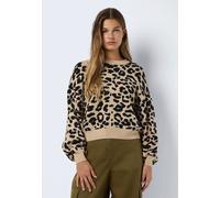 Noisy May - Charlott L/S O-Neck Knit Nomad Black Leo - Pullover - brown - S - 52% Viscose, 28% Polyester, 20% Nylon S