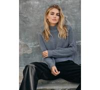 Noisy May - Dara L/S High Neck Medium Grey Melange - Pullover - grey - L - 70% Cotton, 30% Polyester,Knitwear L