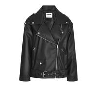 NOISY MAY Nmpaulina Women's Oversize Biker Jacket Noos Faux Leather Jacket, black, M