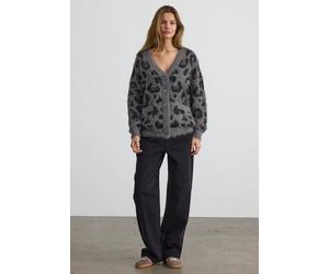 Noisy May - Flynn L/S V-Neck Charcoal Gray Leo - Cardigan - grey - M - gid://shopify/Metaobject/73434628333 M