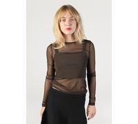 Noisy May - Judith Mesh Chocolate Brown - Top - brown - L - 95% Polyester, 5% Elastane L