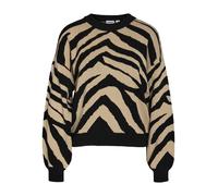 Noisy May NMCHARLOTT L/S O-NECK KNIT FWD NOOS Knitted Jumper black beige M