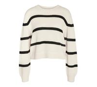 Noisy May NMMAYSA L/S STRIPE O-NECK KNIT NOOS Knitted Jumper creme M