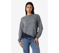 Noisy May - Preston O-Neck Lace Medium Grey Melange - Pullover - grey - XL - 75% Polyester, 14% Nylon, 6% Wool, 5% Elastane XL