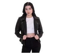 Noisy May Women's Faux Leather Coat Motorcycle Outerwear Long Sleeve Shacket PU Coated NMREBEL, Colours:Black-2, Size:XL