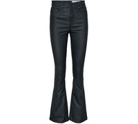 Noisy May Sallie High Waist Flare Coated Trousers Imitation Leather Trousers black W34L30