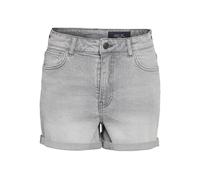 Noisy May Women's Denim Shorts with Five Pocket Design and Rolled Hem, Colours:Grey, Size:L