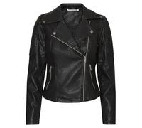 Noisy May Women's Faux Leather Coat Motorcycle Outerwear Long Sleeve Shacket PU Coated NMREBEL