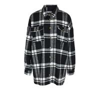 Noisy May Women's Longshirt Blouse Oversized Sleeved Top Shacket Jacket NMFLANNEL, Colours:Black-White, Size:M
