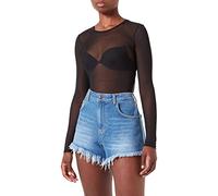 NOISY MAY Women's Nmjudith L/S Mesh Top Bg Noos Long Sleeve Shirt, Black, S