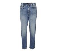 Noisy may Women's NMMONI HW STRAGHT ANK Jeans AZ221DB NOOS Solid, Dark Blue Denim, 29W x 30L