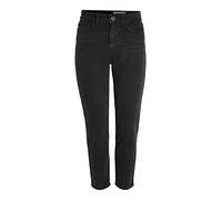 Noisy may Women's Nmmoni Hw Straight ANK Jeans Noos Stretch, Black Denim, 27W x 30L