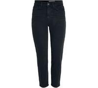 Noisy may Women's Nmmoni Hw Straight ANK Jeans Noos Stretch, Black Denim, 26W x 32L
