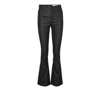 Noisy May Sallie High Waist Flare Coated Trousers Imitation Leather Trousers black W30L30