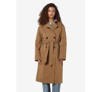 Noisy May Womens Trench Long Coat Classic Lapel Belted Jacket - Brown - Size X-Large