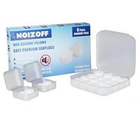 NOIZOFF 8 Pairs Reusable Ear Plugs for Sleeping | 27 dB SNR Noise Cancelling Soft Silicone Earplugs | Waterproof & Wax Moldable | Ideal for Swimming, Studying & Travel (0.6", White)