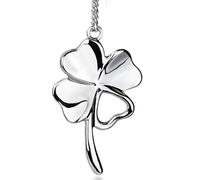 Noizzy Four-Leaf Clover Car Rearview Mirror Pendant - Good Luck Charm Fortune Symbolism Auto Ornament - Shamrock Necklace 3D Metal Hanging Charm - Truck Van Chrome Decor Accessories 3.54"×2.16"