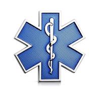 Noizzy Star of Life Symbol Car Emblem - EMS Logo 3D Metal Auto Badges - Ambulance Emergency Medical Care Trunk Window Styling Vehicle Blue Decor Accessories 2.56"×2.56"