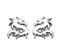 Noizzy Totem Dragon Car Emblem Pair - 3D Metal Dragon Decal for Cars, Trucks, SUVs - Shiny Metallic Animal Badge - Fierce Dragon Design Auto Decoration - Set of 2 (Chrome)
