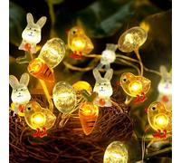 NOJGAC Easter Lights 3M 30 LED, 2 PCS Easter Decoration Lights Warm White, Easter Egg Chicken Bunny and Carrot Fairy Lights, Battery Operated Decorative Lights for Bedroom Home Party Decorations