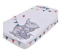 NoJo Disney Dumbo Gray, Teal, and White Hello Baby Nursery Photo Op Fitted Crib Sheet
