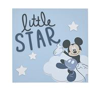 NoJo Disney Mickey Mouse Little Star Blue and White Clouds and Stars Wood Wall Plaque