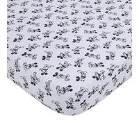 Disney Mickey Mouse - Timeless Mickey White & Black Fitted Crib Sheet, Black, White