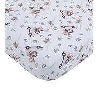 NoJo Jungle Ride Grey, White & Tan, Monkey, Giraffe & Lion Super Soft Fitted Crib Sheet, Grey, White, Tan
