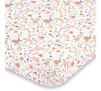 NoJo Spring Garden Pink, Green, Orange & Ivory Super Soft Mini Crib Sheet, Pink, Green, Orange, Ivory