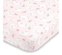 NoJo Sweet Llama & Butterflies Floral Pink & White Super Soft Fitted Crib Sheet, Pink, Ivory, Lavender, Light Green