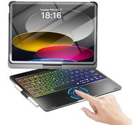 NOKBABO for iPad 10th 11th (A16) Generation Case with Keyboard, iPad Air 11 inch case (M3/M2), Keyboard for iPad Pro 11 (4th/3rd/2nd/1st) & iPad Air 5/4th, Trackpad, 360° Swivel, Backlit - Matt Black